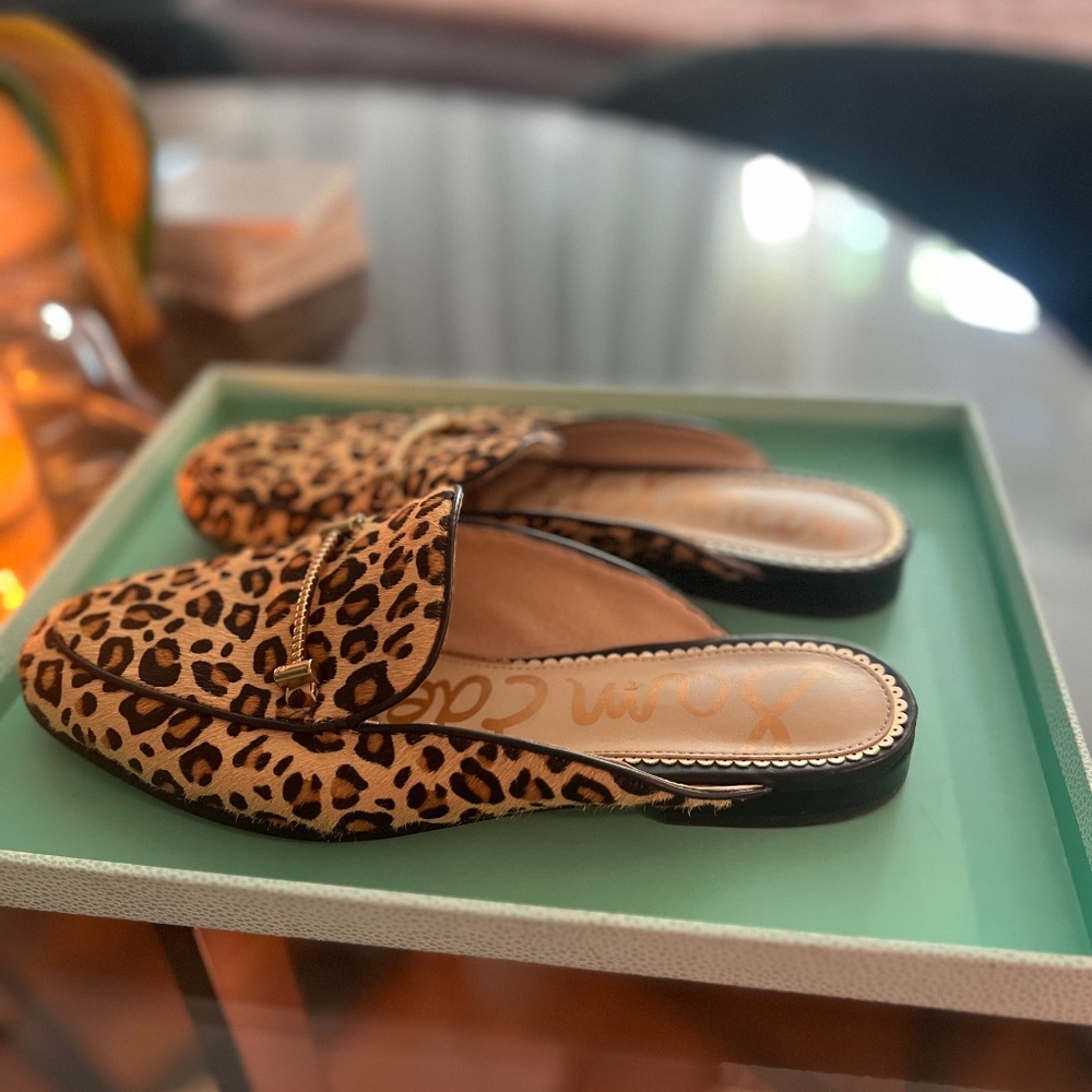 Sam Edelman slip on mules Cheetah Print  Hair on Hide